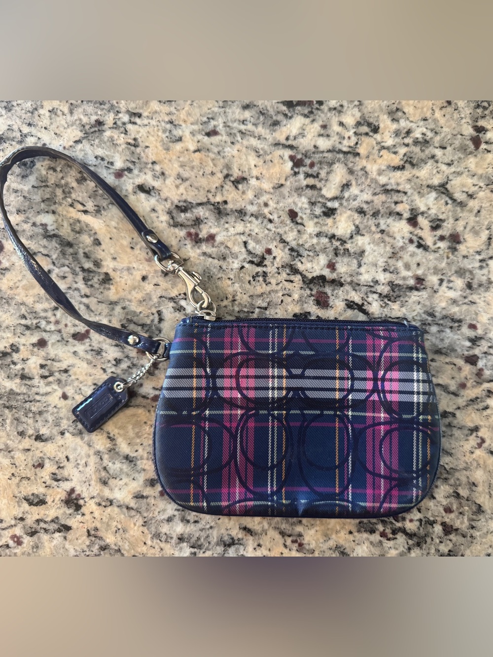 Coach Tartan Plaid Navy and Pink
